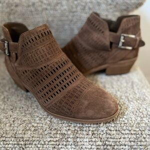Vince Camuto Brown Cut-Out Ankle Booties